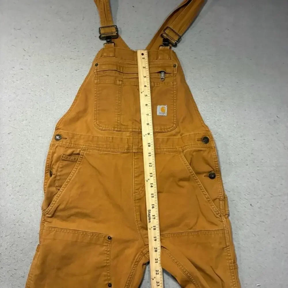 Carhartt Double Knee Overalls Womens XS Short Burnt Orange Raw Hem